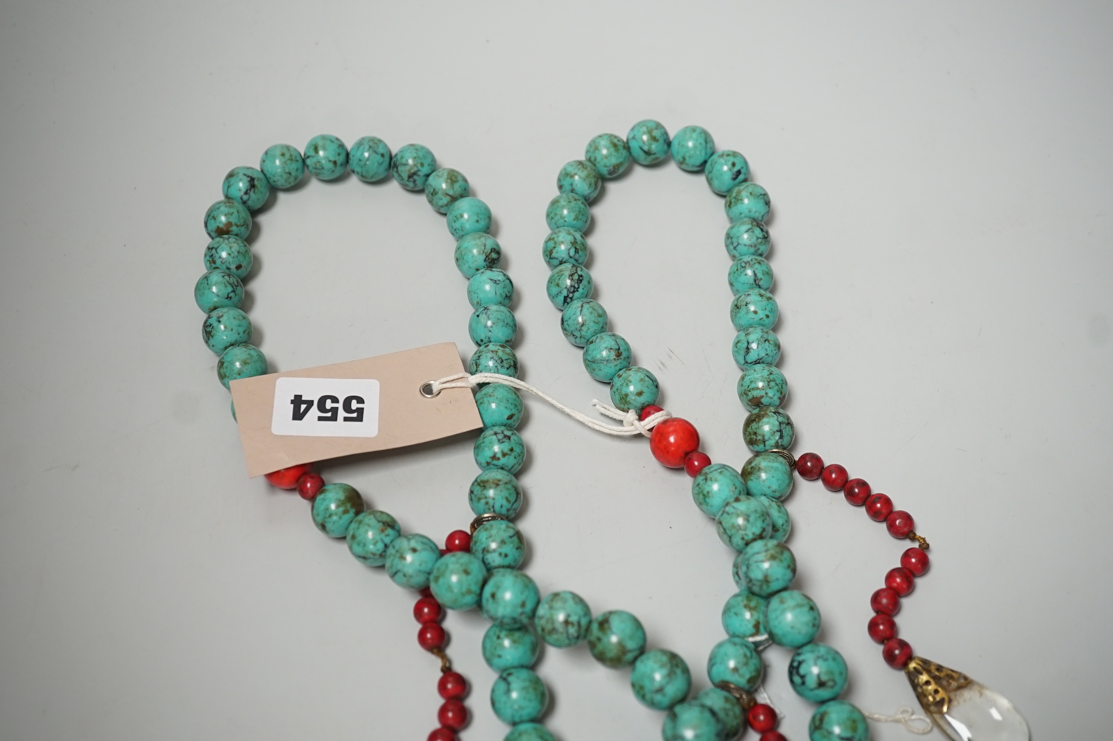 A Chinese turquoise beads court style necklace